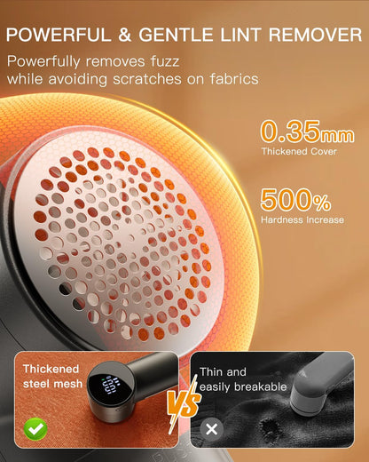 Electric Lint Remover and Fabric Shaver, Rechargeable Clothes Shaver for Sweater Furniture Couch, 3-Speed Pill Remover Defuzzer to Remove Fuzz Pilling from Blanket Jacket