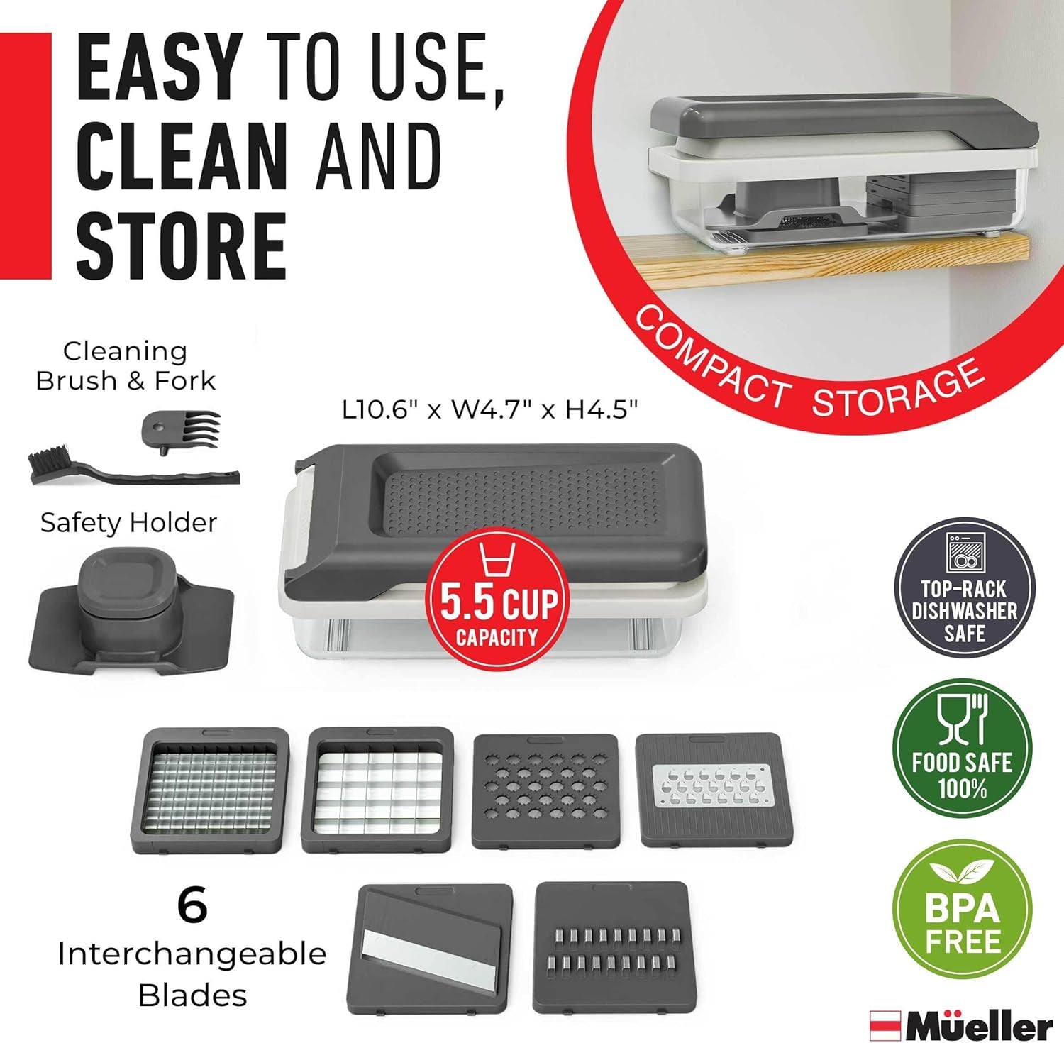 Vegetable Chopper Mandoline Slicer, Food Veggie Chopper, Cheese Grater, Onion Vegetable Cutter with Container, Dicer, Kitchen Gadgets & Essentials, White Sand/Grey