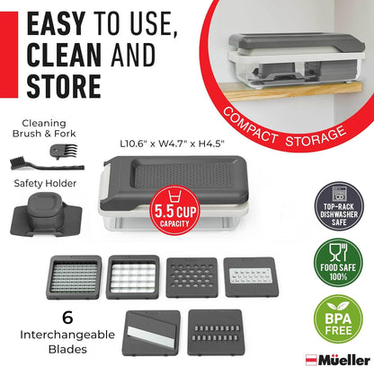 Vegetable Chopper Mandoline Slicer, Food Veggie Chopper, Cheese Grater, Onion Vegetable Cutter with Container, Dicer, Kitchen Gadgets & Essentials, White Sand/Grey